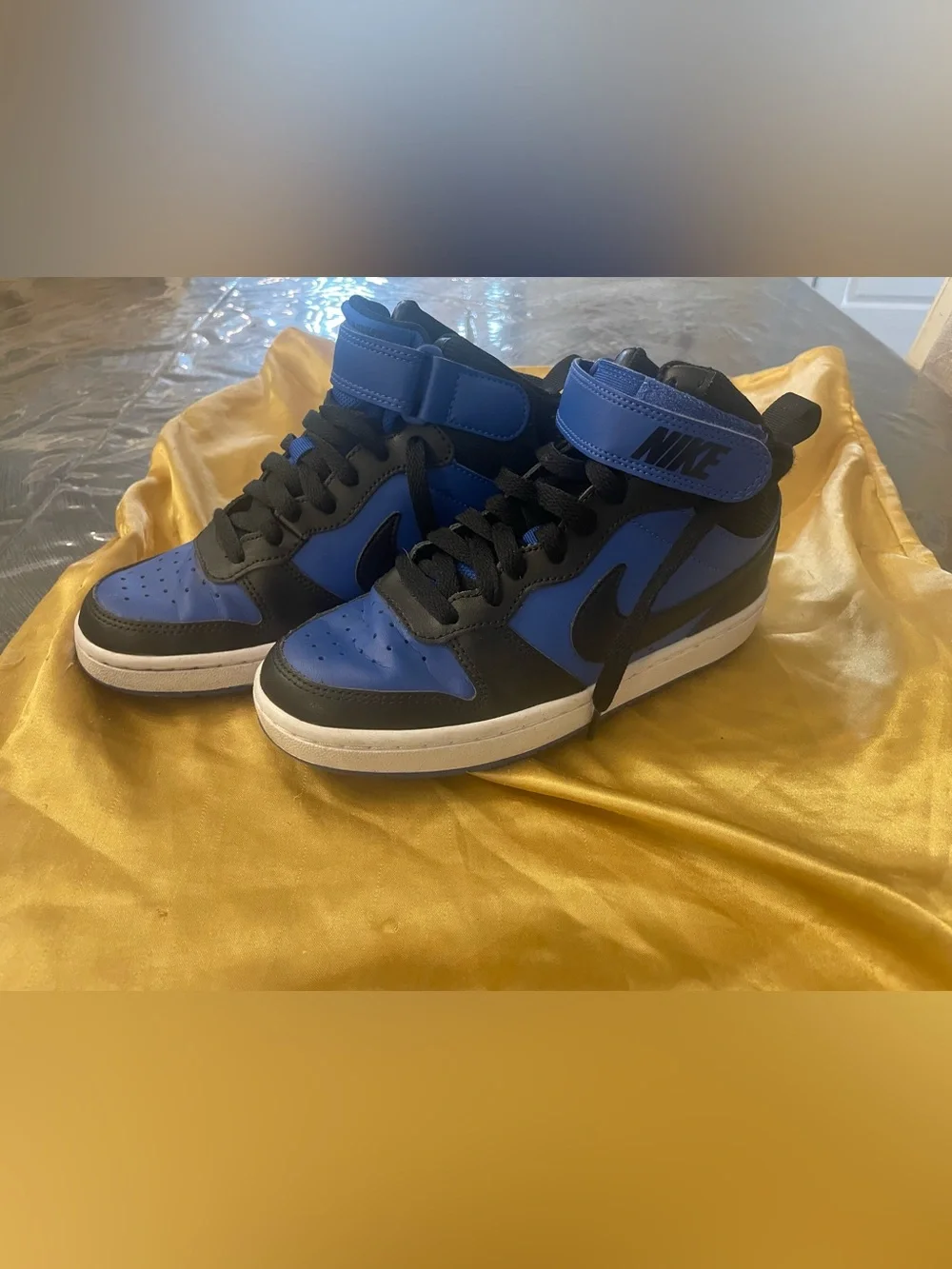 Nike Black and Royal Blue High-Top Sneakers